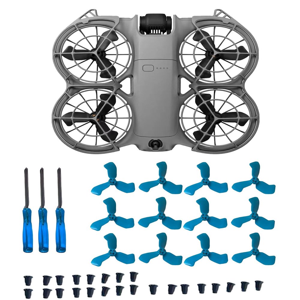 12Pcs Propellers Compatible with DJI Neo 2 Accessories Plastic Replacement Propeller Blades, Lightweight Quiet Low-Noise Design, Durable Flexible Drone Spare Parts with Screws and Screwdriver(Blue)