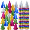 JaGely 200 Pieces Colorful Birthday Party Hats Metallic Foil Cone Hat for Christmas New Year Party Supplies, 5 Colors (Classic) view 1