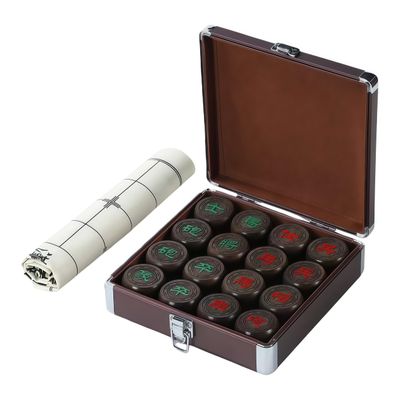 Natural Ebony Wood Chinese Chess, Xiangqi Gift Set - Travel Games Sets with Board Games Gift, Xiang Qi Game & Pieces, Chinese Decor & Gifts, Chinese New Year Decor (Small)