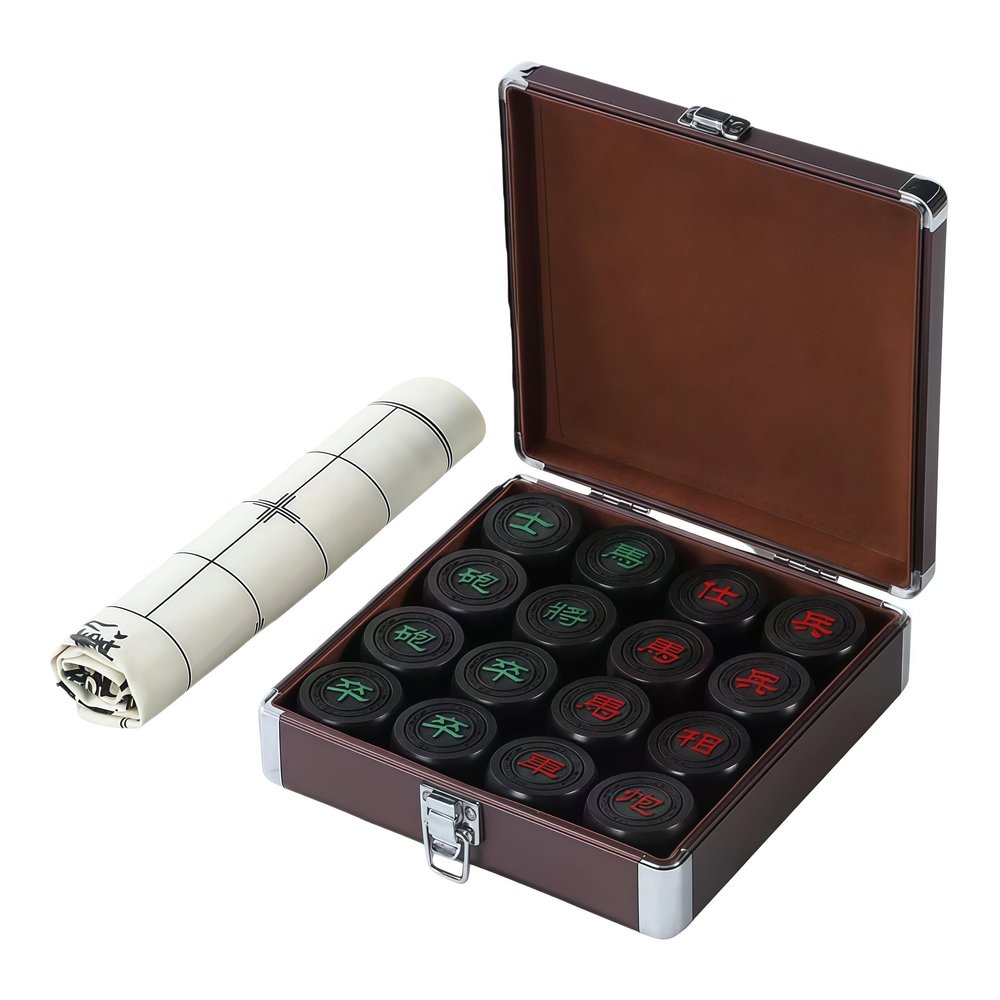Natural Rosewood Wood Chinese Chess, Xiangqi Gift Set - Travel Games Sets with Board Games Gift, Xiang Qi Game & Pieces, Chinese Decor & Gifts, Chinese New Year Decor