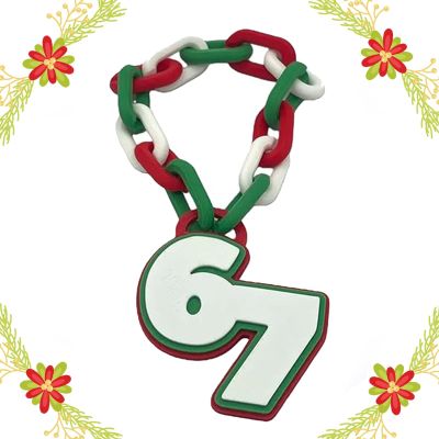 3D Printed Holiday 67 Necklace for Elves Elf Chain, Funny 67 Ornament Chain for Plush Doll, Red & White Number Chains, Personalized Fan Jewelry Gift, Christmas Accessory Prop(Green)