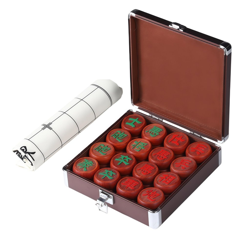 Natural Wood Chinese Chess, Xiangqi Gift Set - Travel Games Sets with Board Games Gift, Xiang Qi Game & Pieces, Chinese Decor & Gifts, Chinese New Year Decor (Small)