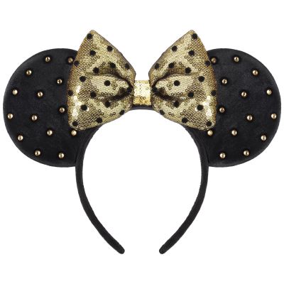 CANMIL Classic Luxury Sparkle Headband with Big Bow, Sequin Party Hair Accessories Decorations for Women Girls (Golden)