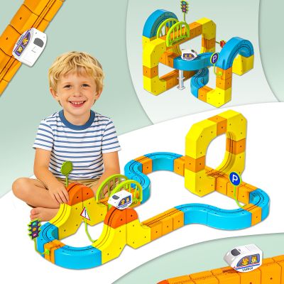 klick Rail Electric Train Set, 3D Infinity Track with Flexible Tracks for Kids, Cube Track - DIY Railroad Block Toys, STEM Gravity-Defying Motorized Trains Tracks for Boys Girls 3 4 5 6 7 8+ (127Pcs)