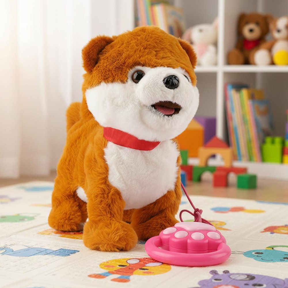 Froplay Dog Toy, Puppy Electronic Interactive Pet, Plush Interactive Robot Dog, Robot Repeats What You Say Realistic Licking Tongue, for Toddlers Birthday Companion Gifts (Brown Pomeranian)