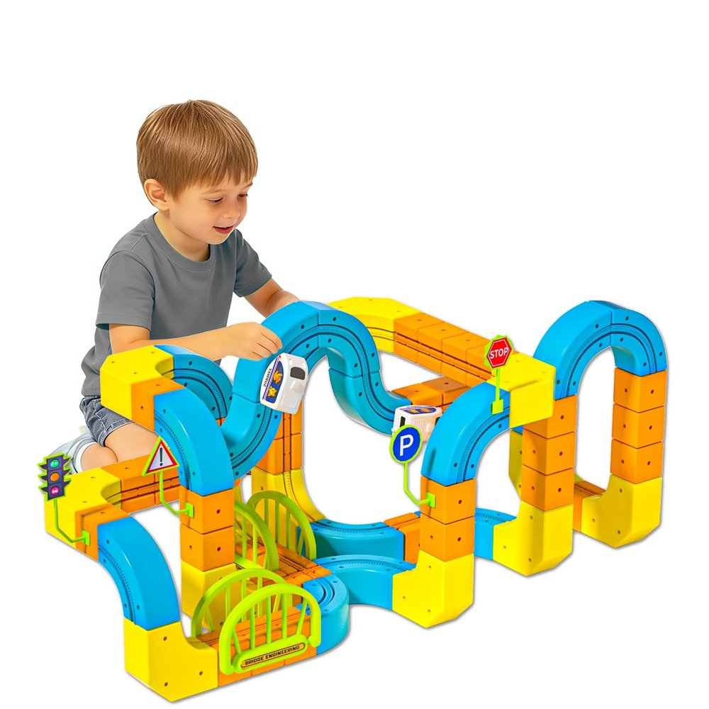klick Rail Electric Train Set for Kids, Cube Track with Motorized Engine, 3D Gravity-Defying STEM Toy for Kids Ages 3-8, Boys & Girls Building Gift167 Pcs