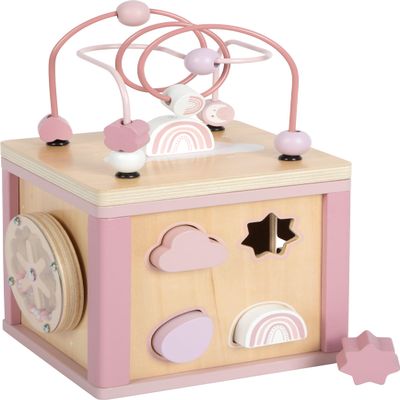 Small Foot Pink Motor Skills Cube, 100% FSC Certified Wood, Five Play Surfaces, 12803 from 12 Months