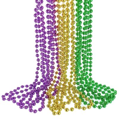 33" 12 pcs Carnival Beads Necklaces, Multi Colors Necklaces Bundle, Party Costume Necklace Bright Colors in Gold, Green, Purple for Party,Festival