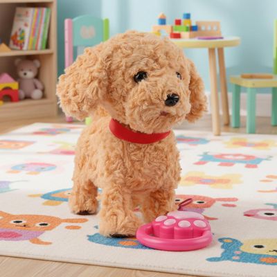 Froplay Dog Toy, Puppy Electronic Interactive Pet, Plush Interactive Robot Dog, Robot Repeats What You Say Realistic Licking Tongue, for Toddlers Birthday Companion Gifts (Poodle)