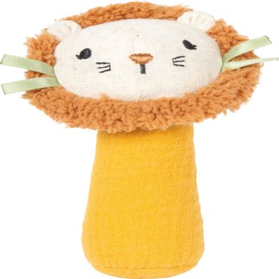 Small Foot Little Lion Fabric Rattle & Rattle Baby Toy, Rod Rattle and Sensory, 0+ Months, 12771