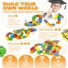 3D Train Routes with Mix-and-Match Stem Cubes, Gravity-Defying Electric Train, 3D Stem Electric Train Set, Build Uphill, Loop 360 (123 PCS-2 Trains) view 3