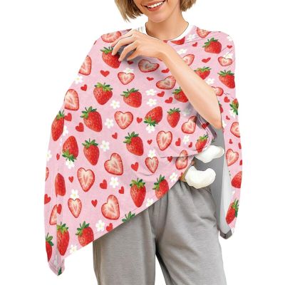 YUVAMAGIMO Strawberry Nursing Cover for Breastfeeding in Public Soft Privacy Poncho for Moms Multi-Use Portable Feeding Shawl Breathable Cover Up for Nursing Baby Car Seat Canopy