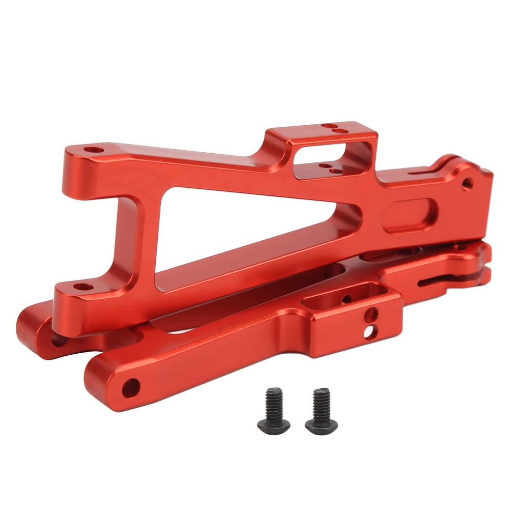 2Pcs RC Suspension Arm Aluminum Alloy, Front Rear Lower Swing Arm for JLB 1/10 Truck, DIY Upgrade Metal RC Lower Arm with Shock Absorbing Design, High Strength Replacement Part for (Red)