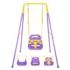 3-in-1 Toddler Swing Set, Indoor & Outdoor Baby Swing Heavy Duty Swing Set with Foldable Metal Stand for Aged 6 Months to 10 Years Old, Easy to Assemble and Store (Purple) view 1