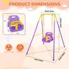 3-in-1 Toddler Swing Set, Indoor & Outdoor Baby Swing Heavy Duty Swing Set with Foldable Metal Stand for Aged 6 Months to 10 Years Old, Easy to Assemble and Store (Purple) view 2