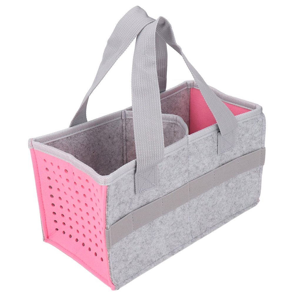ZASCHMOY Felt Carrying, Portable Storage Bag with Partition and Elastic Straps for Box Player Starter Set, Music Players (Pink)