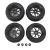 4Pcs RC Tires Rubber Tires Plastic Hub, RC Wheels for 1/10 Off Road Vehicles, Strong Grip Cushioning Wear Resistance, 14 Holes RC Tires with Nuts for Axial HSP Redcat Tamiy view 1