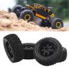 4Pcs RC Tires Rubber Tires Plastic Hub, RC Wheels for 1/10 Off Road Vehicles, Strong Grip Cushioning Wear Resistance, 14 Holes RC Tires with Nuts for Axial HSP Redcat Tamiy view 2