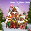 Architecture Winter Wooden Snow Cabin Building Block Set with Red Windows, Wreaths, Bells, White Snow House Street Scene Bricks Set with Lights, Christmas Decor & Gift for Adults(600+Piece) view 2