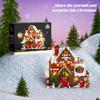 Architecture Winter Wooden Snow Cabin Building Block Set with Red Windows, Wreaths, Bells, White Snow House Street Scene Bricks Set with Lights, Christmas Decor & Gift for Adults(600+Piece) view 4