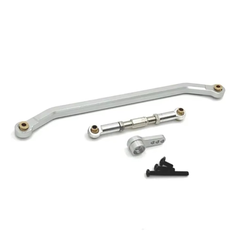 RC Car Upgrade Part For MN For MN128 MN86 MN86S MN86K MN86KS G500 1/12 Metal Steering Link Rod Pull Rod And Servo Arm RC Crawler Car Upgrade Parts(Silver)