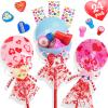 24 Pcs Giant Lollipop-Shaped Valentine's Day Stationery Gift Set Includes Cards, Pencils, Stickers, Erasers, Stampers & Sharpeners - Perfect for Classroom Exchange & Party Favors view 1