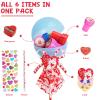 24 Pcs Giant Lollipop-Shaped Valentine's Day Stationery Gift Set Includes Cards, Pencils, Stickers, Erasers, Stampers & Sharpeners - Perfect for Classroom Exchange & Party Favors view 3