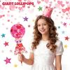 24 Pcs Giant Lollipop-Shaped Valentine's Day Stationery Gift Set Includes Cards, Pencils, Stickers, Erasers, Stampers & Sharpeners - Perfect for Classroom Exchange & Party Favors view 4