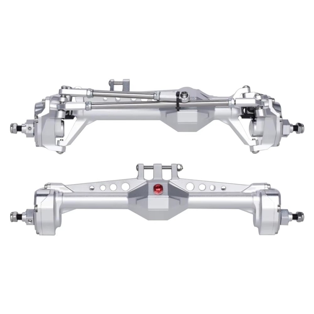 cvking RC Car Front Rear Axle for Phoenix VS4-10 F10 1/10 RC Crawler Car Upgrade Parts Accessories Matel Front and Rear Portal Axle(Silver)