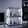 2-Pack LED Light Doorables Display, Cool Figure Display Case with Tiered Steps, Clear Display Case, Suitable for Blind Box Figures(Black) view 1