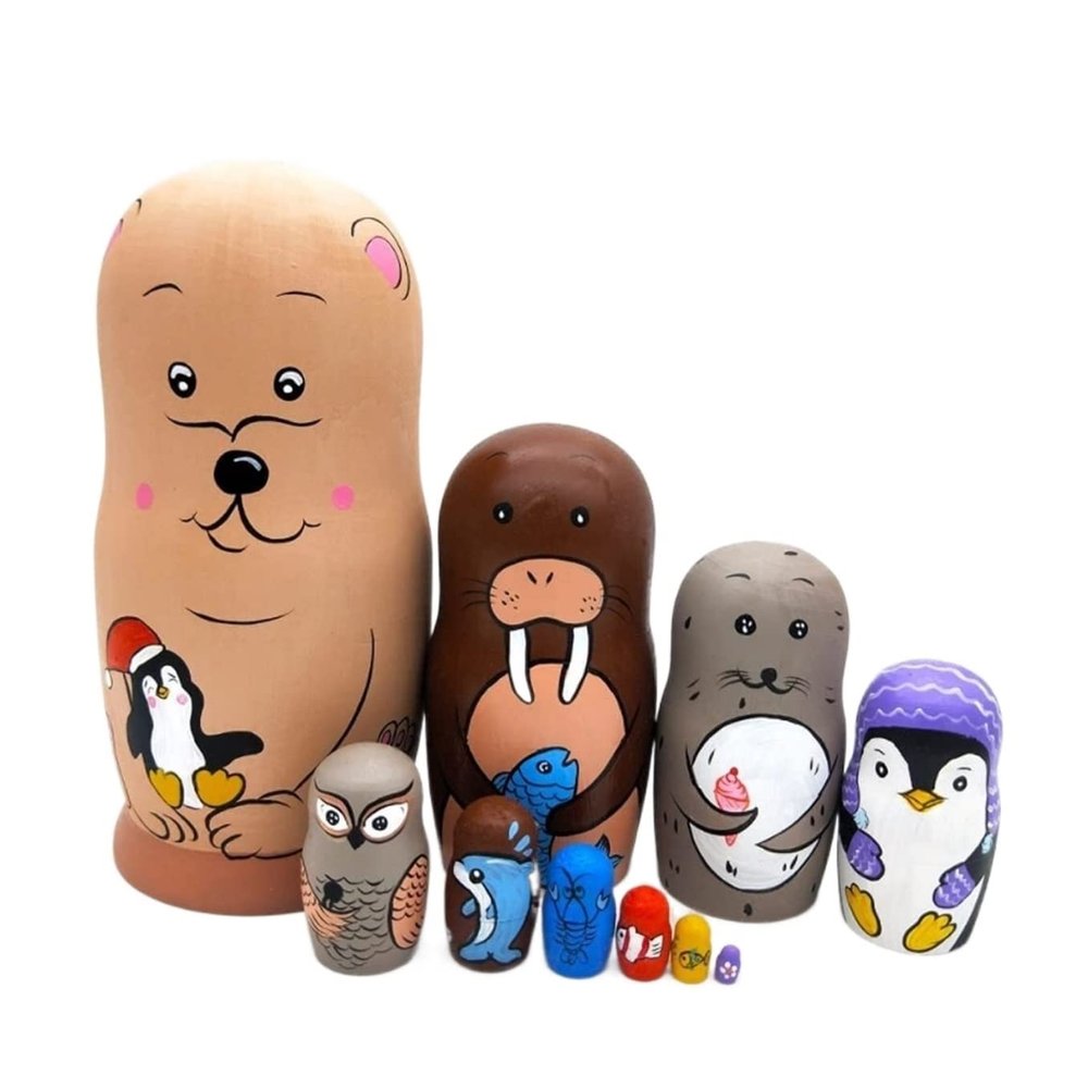 NMGMJQ Matryoshka Stacking Dolls Matryoshka Set 10 Pieces Nesting Dolls Handmade Wooden Different Pattern Small Items Matryoshka Doll Handmade Matryoshka Doll Russian