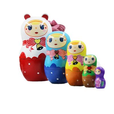 NMGMJQ Matryoshka Stacking Dolls Russian Doll Matryoshka Wooden Stacking Nested Russian Nesting Dolls Set 5 Pcs Handmade Toy for Decor Matryoshka Matryoshka Doll Russian