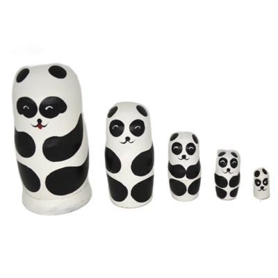 NMGMJQ Matryoshka Stacking Dolls 5 Pieces Matryoshka Set Panda Handmade Wooden Russian Nesting Dolls Set for Birthday Matryoshka Doll Russian