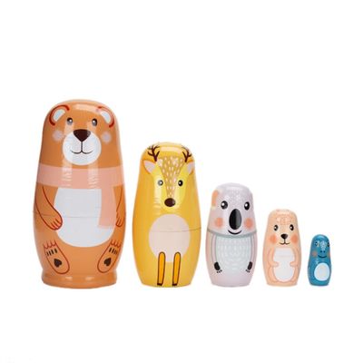 NMGMJQ Matryoshka Stacking Dolls 5 Pieces Bear Nesting Dolls Handmade Stacking Toy Set Wooden Animal Matryoshka Doll Matryoshka Doll Russian