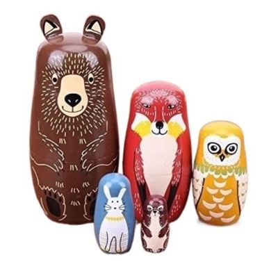 NMGMJQ Matryoshka Stacking Dolls Wooden Matryoshka Dolls Toys 5 Pieces Russian Nesting Dolls Handmade Wood Matryoshka Doll Toy Craft Gift Matryoshka Doll Russian