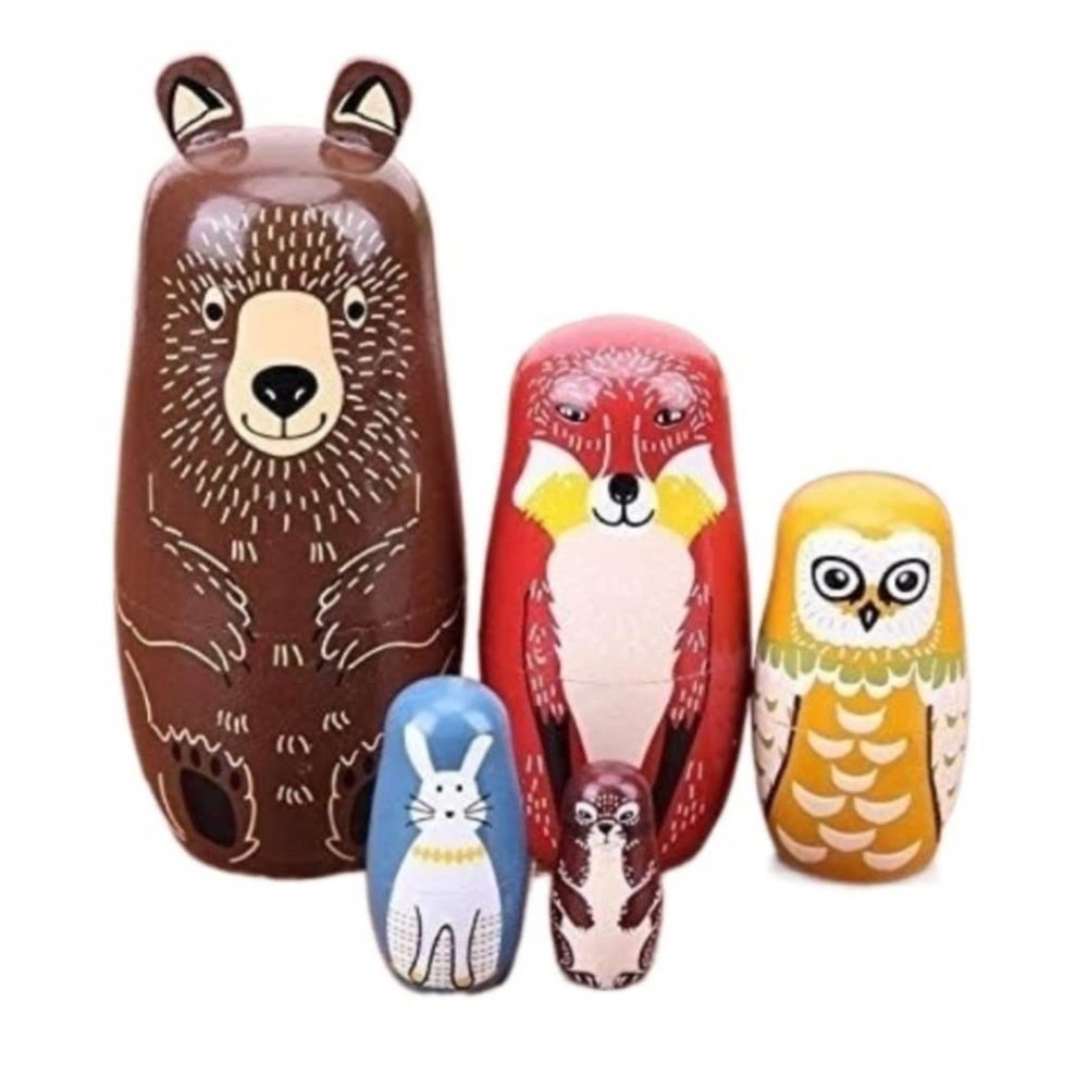 NMGMJQ Matryoshka Stacking Dolls Wooden Matryoshka Dolls Toys 5 Pieces Russian Nesting Dolls Handmade Wood Matryoshka Doll Toy Craft Gift Matryoshka Doll Russian