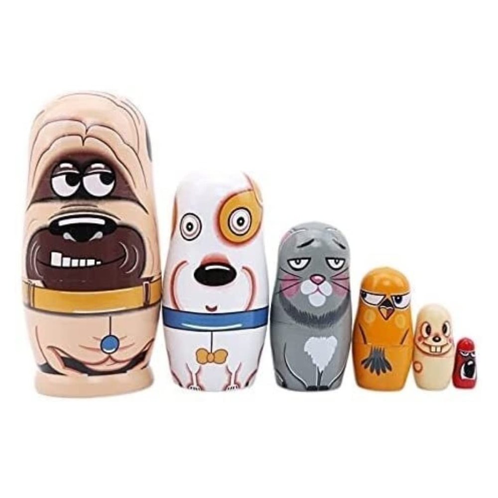 NMGMJQ Matryoshka Stacking Dolls 6Pcs Cute Wooden Animals Hand Painted Russian Nesting Dolls Babushka Matryoshka Dolls Toys Gift Matryoshka Doll Russian