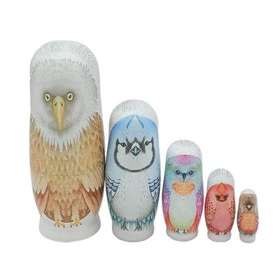 NMGMJQ Matryoshka Stacking Dolls 5 PCS Matryoshka Cartoon Owl Painting Matryoshka Wooden Russian Nesting Dolls Stacking Toy Russian Nesting Dolls Matryoshka Doll Russian