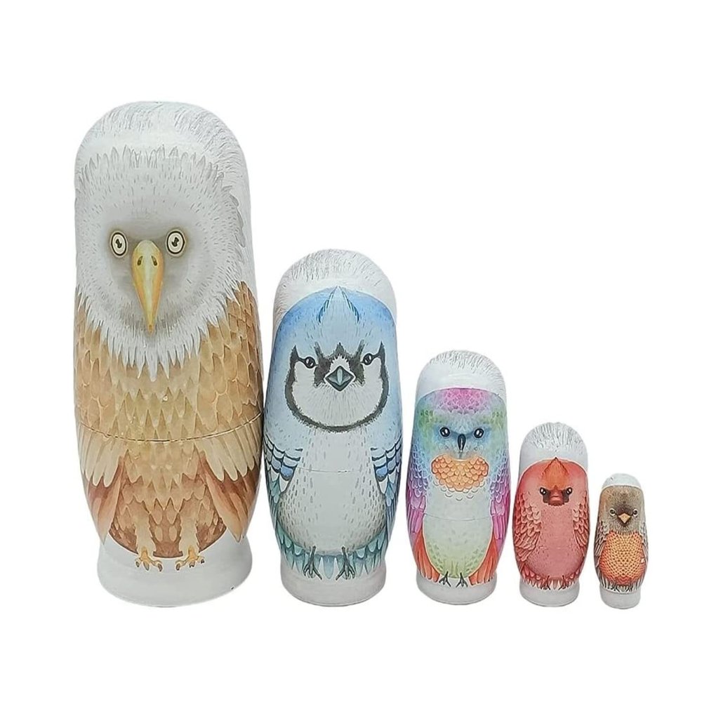 NMGMJQ Matryoshka Stacking Dolls 5 PCS Matryoshka Cartoon Owl Painting Matryoshka Wooden Russian Nesting Dolls Stacking Toy Russian Nesting Dolls Matryoshka Doll Russian