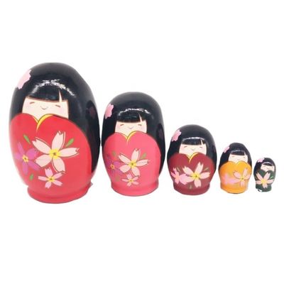 NMGMJQ Matryoshka Stacking Dolls 5 Pcs Russian Doll Kimono Girl Nesting Dolls Set Matryoshka Wooden Stacking Nested Handmade Toy for Christmas Matryoshka Doll Russian