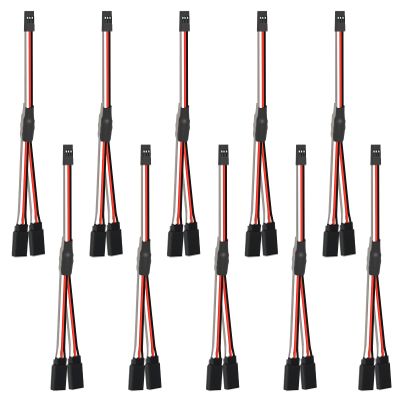 10-Pack 150mm Servo Extension Cable Y Connector 3 Pin Plug Splitters Rc Connector for Jr Futaba Jst Rc Car Quadcopter Airplane (Male to 2 Female Y Harness)