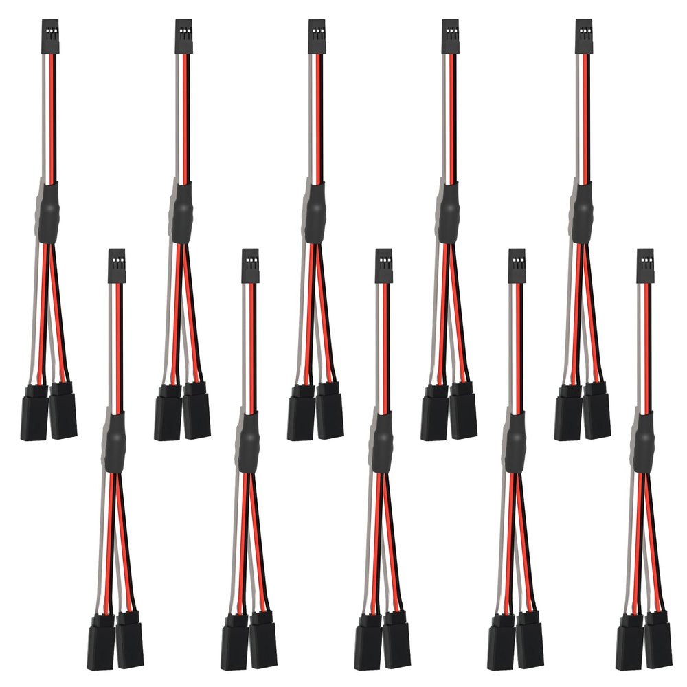 10-Pack 150mm Servo Extension Cable Y Connector 3 Pin Plug Splitters Rc Connector for Jr Futaba Jst Rc Car Quadcopter Airplane (Male to 2 Female Y Harness)