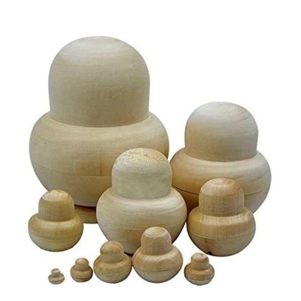 NMGMJQ Matryoshka Stacking Dolls 10pcs Wooden Russian Nesting Matryoshka Dolls Toys Unpainted DIY Blank Nesting Dolls Toys Gift Matryoshka Doll Russian
