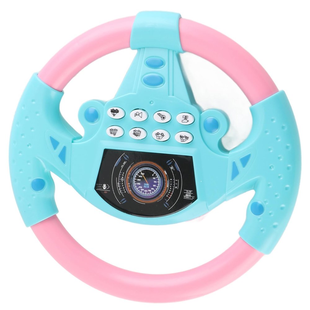 BRRNOO Educational Copilot Steering Wheel Music Toy for Children Development (Pink and Blue)