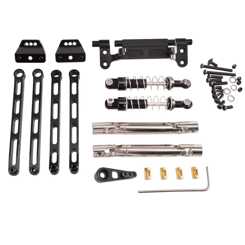 RC Car Upgrade Part For MN For MN78 For MN82 For MN168 1/12 Metal Rod Shock Absorber Transmission Shaft Set RC Car Model Upgrade Accessories(Black)