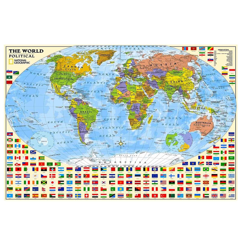 500 Piece Political World Map Jigsaw Puzzle for Adults Teenagers, 197 Countries with International World Flags, Educational Geographic Toy, Brain Boosting Activity & Global Awareness Gift