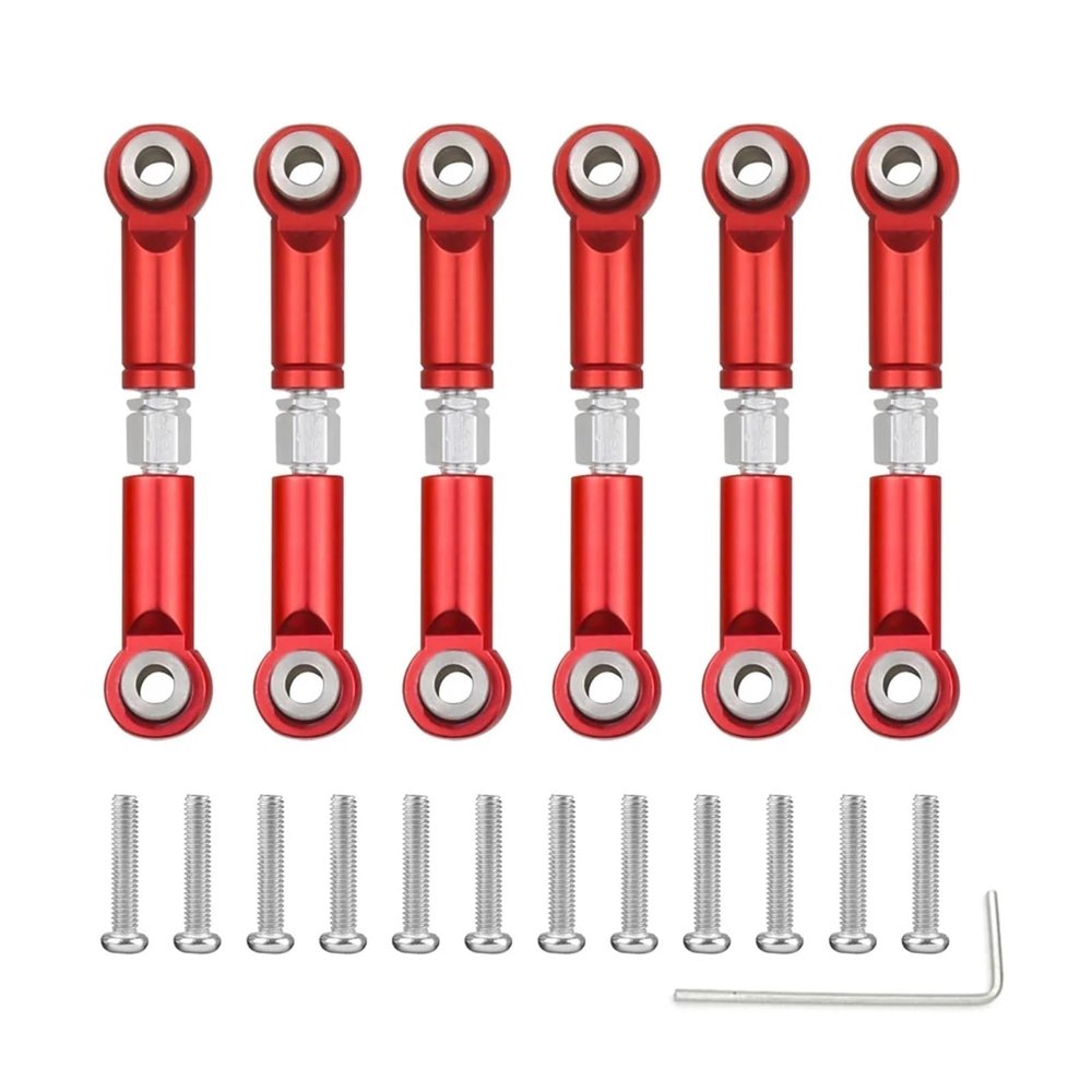 RC Models Parts For Wltoys For A949 For A959 For A969 For A979 For K929 1/18 RC Car 6PCS Metal Linkage Pull Rod Front/Rear Servo Link Tie Rod(Red)