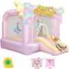 Bounce House,Inflatable Bounce House for Kids with UL Blower,Dreamy Pink 3 in 1 Indoor/Outdoor Bouncy Castle,Jumping Castle with Slide&Wings for Backyard/Wedding/Birthday Party view 1