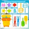 Beach Sand Toys for Kids 4-8 with Collapsible Buckets Sand Molds Mesh Shovels and Shell Bags Sand Tool Shell Shark Teeth Collecting, Beach Travel Essential Outdoor Sandbox Toy for Toddler 3 4 5 6 view 2