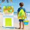 Beach Sand Toys for Kids 4-8 with Collapsible Buckets Sand Molds Mesh Shovels and Shell Bags Sand Tool Shell Shark Teeth Collecting, Beach Travel Essential Outdoor Sandbox Toy for Toddler 3 4 5 6 view 3